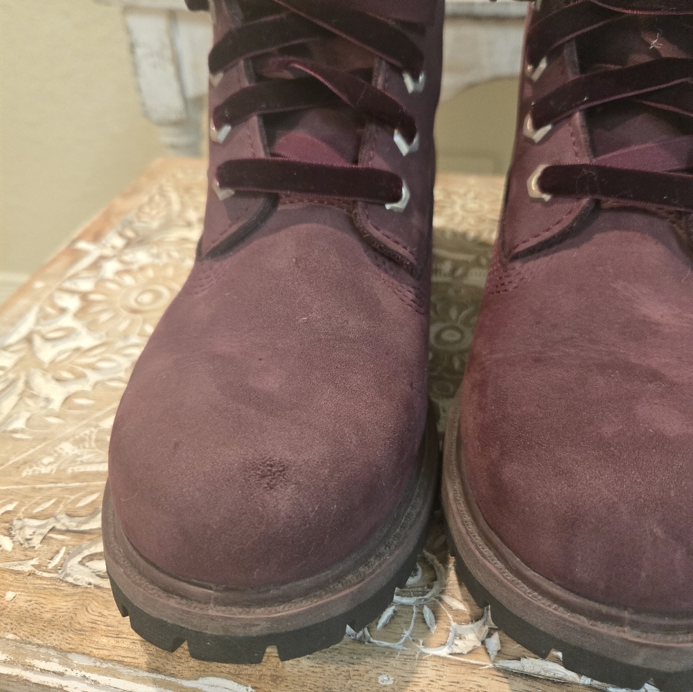 Maroon velvet timberlands - Picture 9 of 12